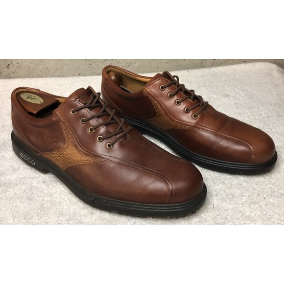 ECCO Hydromax Mens Golf Shoes Size 42 (9-9.5 US) Brown Leather Oxford Lace-Up - Picture 2 of 12